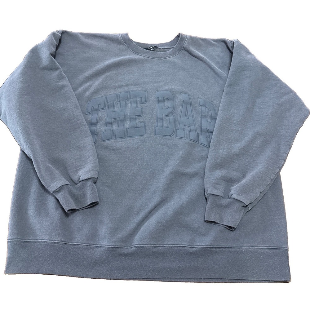 The Bar Varsity XL Sweatshirt Womens Long Sleeve Oversized Sweatshirt Gray